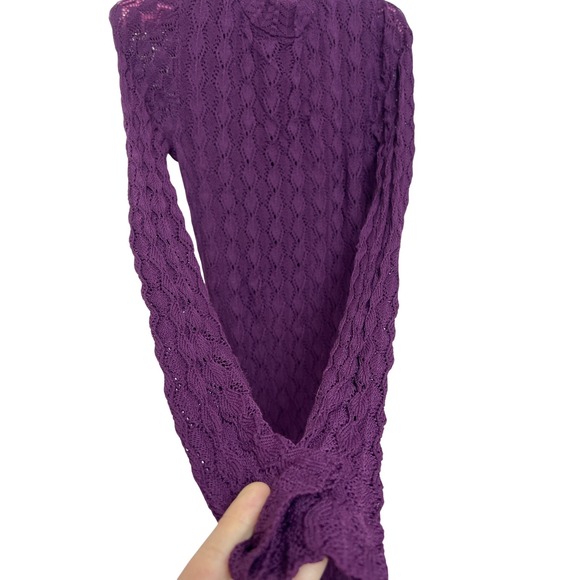 Something Navy Plum Purple Pointelle Knit Mock Neck Maxi Dress Womens S - Picture 8 of 13